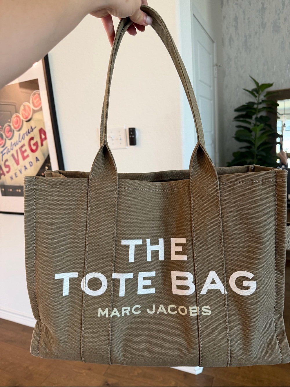Marc Jacobs Olive Tote Bag with White Logo